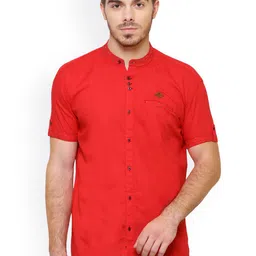 Kuons Avenue Men Red Smart Slim Fit Casual Shirt-image-92