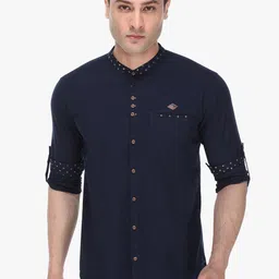 Kuons Avenue Smart Slim Fit Roll Up Sleeves Linen Cotton Casual Shirt-image-29