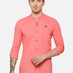 Kuons Avenue Smart Slim Fit Roll Up Sleeves Linen Cotton Casual Shirt-image-31