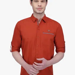 Kuons Avenue Smart Slim Fit Roll-Up Sleeves Linen Casual Shirt-image-3