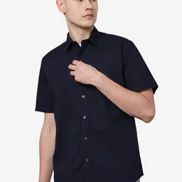 JADE BLUE Slim Fit Spread Collar Casual Pure Cotton Shirt-image-35