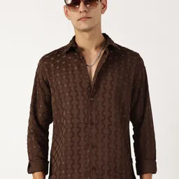 Thomas Scott Men Premium Spread Collar Textured Casual Shirt-image-58