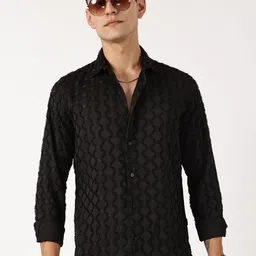 Thomas Scott Men Premium Spread Collar Textured Casual Shirt-image-85