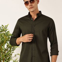 Mast & Harbour Men Premium Slim Fit Button-Down Collar Solid Cotton Casual Shirt-image-87