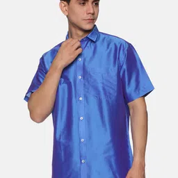 Sethukrishna Men Blue Solid Regular Fit Shirt-image-21