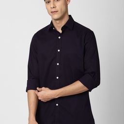 Peter England Men Navy Blue Solid Casual Shirt-image-31