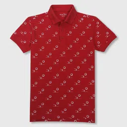 Palm Tree Infants Boys Polo Collar Conversational Printed Cotton T-shirt-image-80