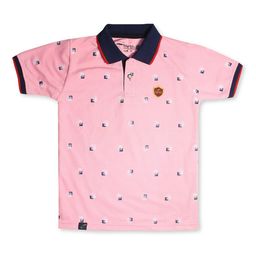 earth conscious Boys Pink & Blue Printed Polo Collar T-shirt-34