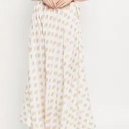 Clora Creation Women Cream Printed Maxi Skirt-52