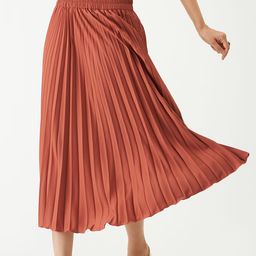 AASK Pleated Crepe Midi Flared Skirt-image-26