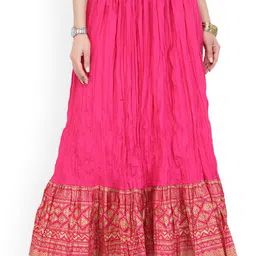 Varanga Geometric Printed Flared Pure Cotton Maxi Skirt-picture-12