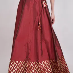 Frolic Rolic Zig Zag Printed  Border Flared Maxi Skirt-24