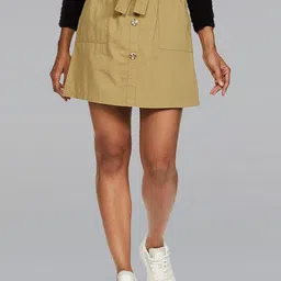 Dream of Glory Inc Effortless Chic Snug Fit Pocket Detailing A-Line Mini Skirt-image-99