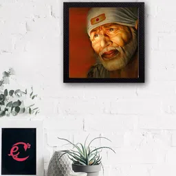 eCraftIndia Orange & Off-White Sai Baba Matt Textured UV Wall Art-picture-40