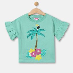 R&B Girls Trophical Printed Extended Sleeves Cotton Top-picture-5