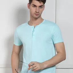 Dennis Lingo Henley Neck Cotton T-shirt-image-91
