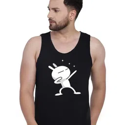 SLOWLORIS Men Printed Round Neck Raw Edge T-shirt-image-6