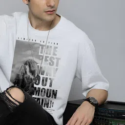 The Roadster Lifestyle Co.Men Graphic Printed Round Neck Cotton Oversized T-Shirt-image-34