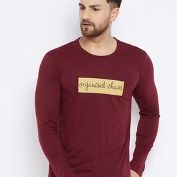 THE MILLION CLUB Typography Printed Round Neck Long Sleeves Cotton T-shirt-image-81