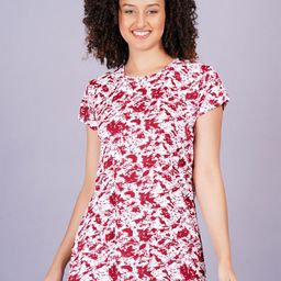 Breezly Floral Printed Extended Sleeves Raw Edge T-shirt-image-77