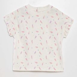 KIABI Girls Printed Extended Sleeves Raw Edge T-shirt-image-96