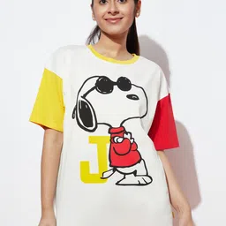 SPUNKIES Snoopy Printed Drop-Shoulder Cotton Loose Fit T-shirt-picture-3