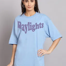 Imsa Moda Typography Printed Oversized Longline Cotton T-shirt-image-73