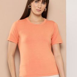 Chemistry Women V-Neck Drop-Shoulder Sleeves Raw Edge T-shirt-image-24