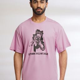 ONE SKY Men Printed Raw Edge T-shirt-image-85