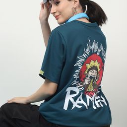 Rigo Women Round Neck Naruto Printed Pure Cotton Oversized T-shirt-picture-33