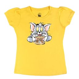 Tom & Jerry by Wear Your Mind Girls Yellow Printed Raw Edge T-shirt-image-81