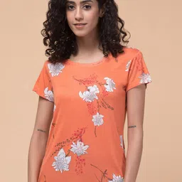 Hive91 Floral Printed Round Neck Relaxed Fit T-shirt-image-75