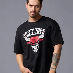 GO DEVIL Typography Printed Pure Cotton Oversized T-shirt-image-54