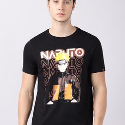 Bushirt Men Black Naruto Shippuden Naruto Uzumaki Printed T-shirt-image-4