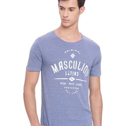 Masculino Latino Men Blue & White Typography Printed T-shirt-image-53
