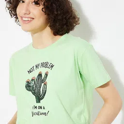 max URB_N Typography Printed Round Neck Regular Fit Raw Edge Cotton Casual T-shirt-image-85