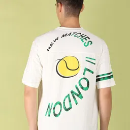 V-Mart Men Printed Raw Edge T-shirt-image-77