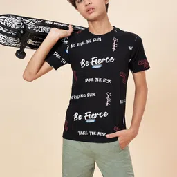 Coolsters by Pantaloons Boys Round Neck Typography Printed Cotton Regular Fit T-shirt-image-62