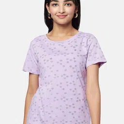 YU by Pantaloons Women Purple Cotton T-shirt-image-43