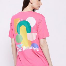 Wear Your Mind Graphic Printed Drop Shoulder Sleeves Oversized Pure Cotton T-shirt-image-81