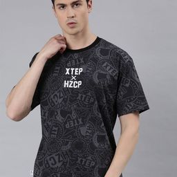 Xtep Typography Printed Round Neck Relaxed Fit Pure Cotton Sports T-shirt-image-55
