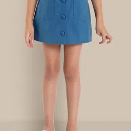 The Tribe Kids Girls Mid-Rise Pure Cotton Above Knee Length A-Line Skirt-image-53