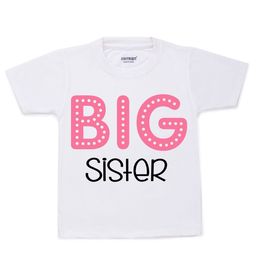 KNITROOT Kids White Big Sister Printed T-shirt-image-129