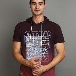 V-Mart Typography Printed Hooded Cotton T-shirt-image-33