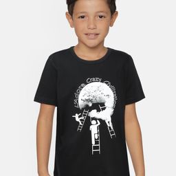 LAdore Boys Black Printed Round Neck T-shirt-image-73