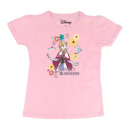 Frozen Girls Pink Frozen Printed Round Neck Pure Cotton T-shirt-image-66