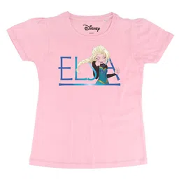 Frozen Girls Pink Frozen Printed Round Neck Pure Cotton T-shirt-image-14