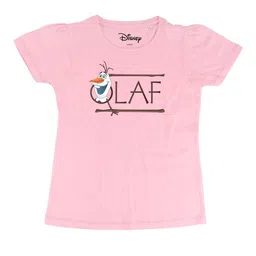 Frozen Girls Pink Frozen Printed Round Neck Pure Cotton T-shirt-image-45