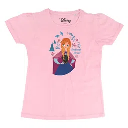 Frozen Girls Pink Frozen Printed Round Neck Pure Cotton T-shirt-image-82