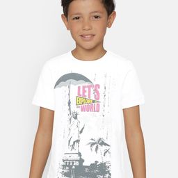LAdore Boys White Printed Round Neck T-shirt-image-38
